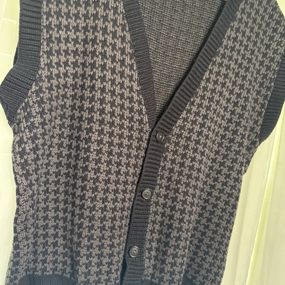 Vintage 90s Houndstooth Sweater Vest Magnetic Force Dark Academia Grandpa Core L